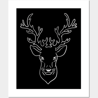 Abstract Minimal Christmas Deer (Reindeer) - White Posters and Art